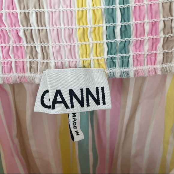 GANNI Cotton Midi Dress In Striped Print size US 8 - Picture 16 of 16